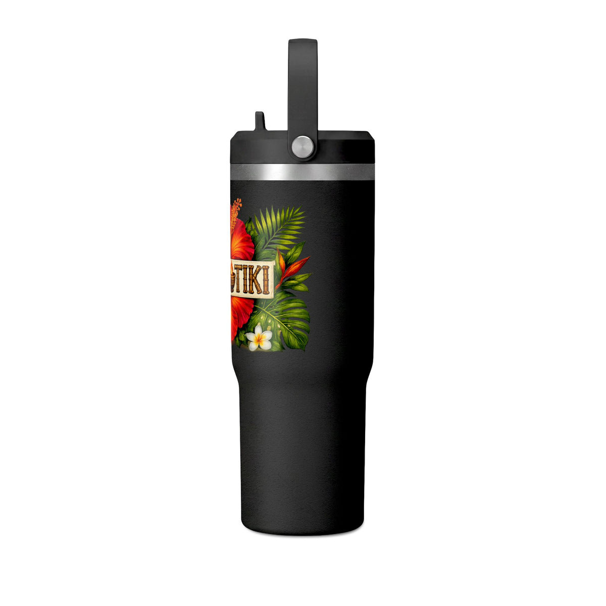Tumbler  32oz Travel Tumbler with 'Tropic Tiki' Hibiscus Design