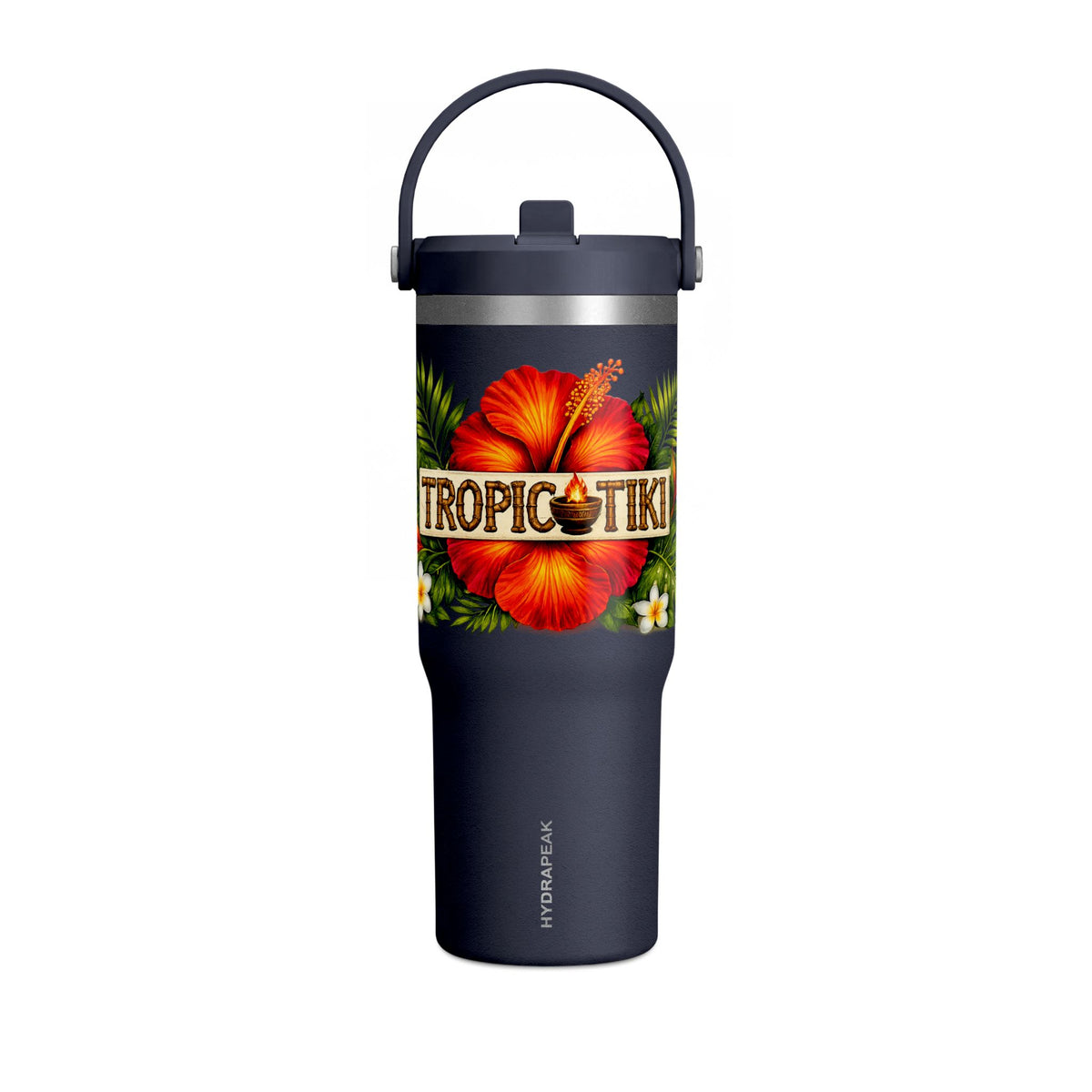 Tumbler  32oz Travel Tumbler with 'Tropic Tiki' Hibiscus Design