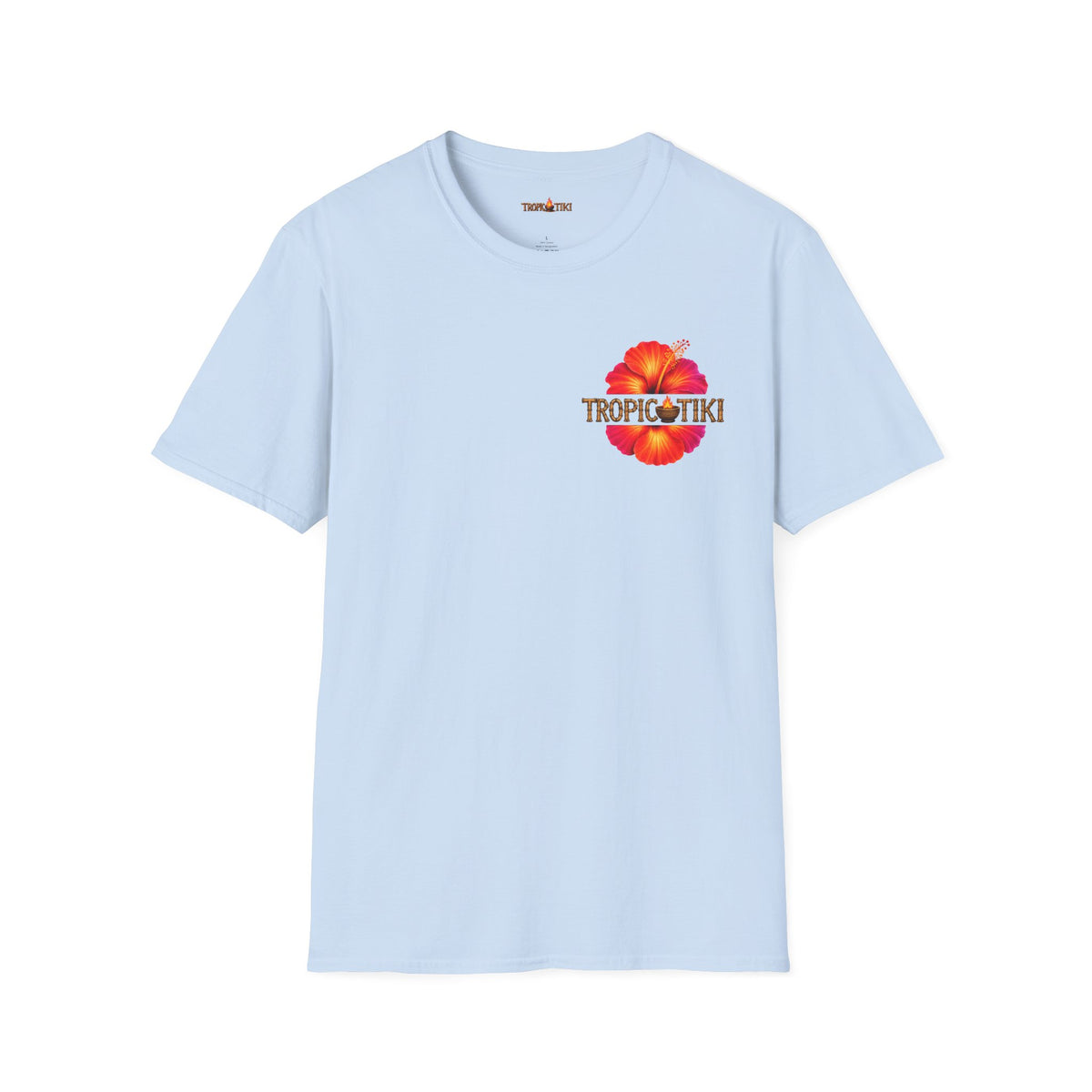 Women’s- Tropic Tiki Floral Tee — Tropical Hibiscus Beach T-Shirt