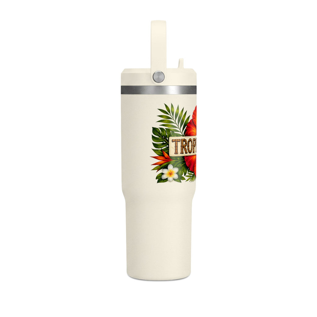 Tumbler  32oz Travel Tumbler with 'Tropic Tiki' Hibiscus Design