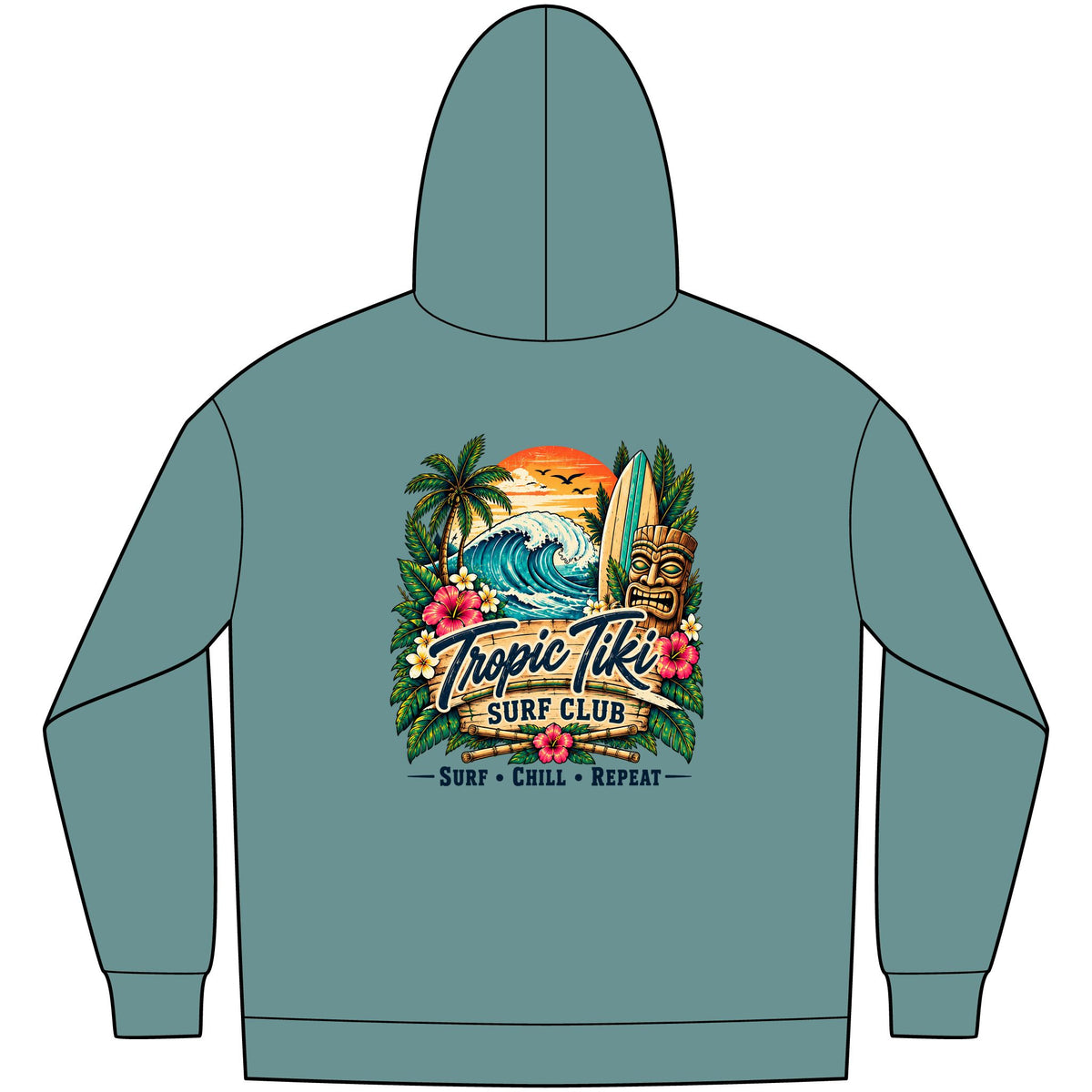 Women's- Tropic Tiki Surf Fleece Club Hoodie