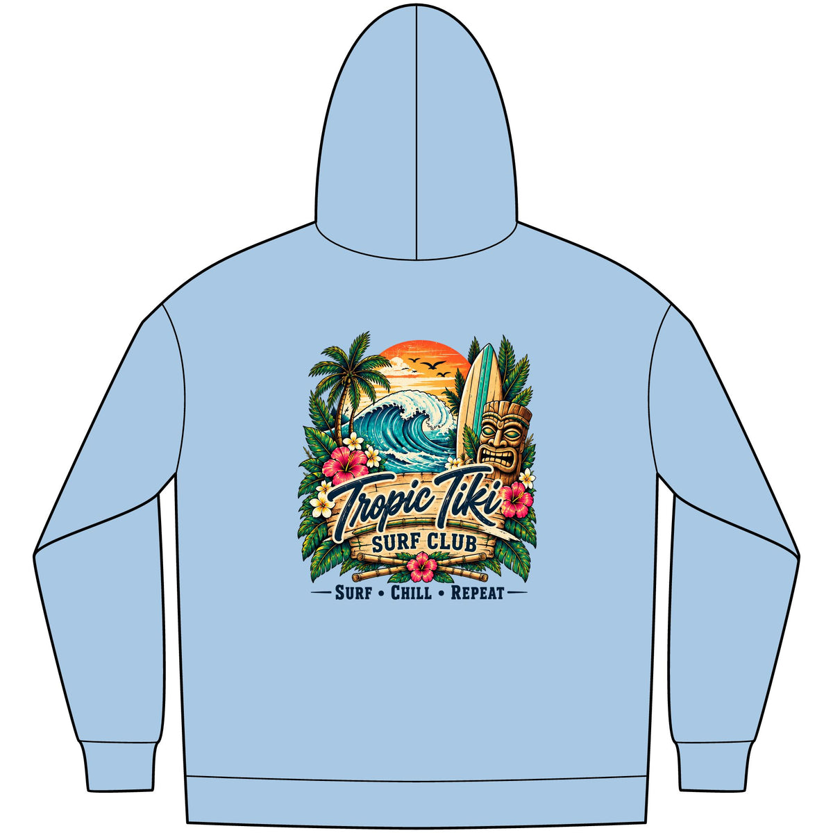 Women's- Tropic Tiki Surf Fleece Club Hoodie