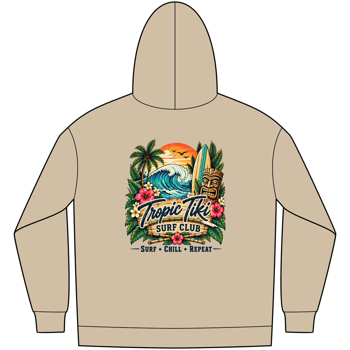 Women's- Tropic Tiki Surf Fleece Club Hoodie