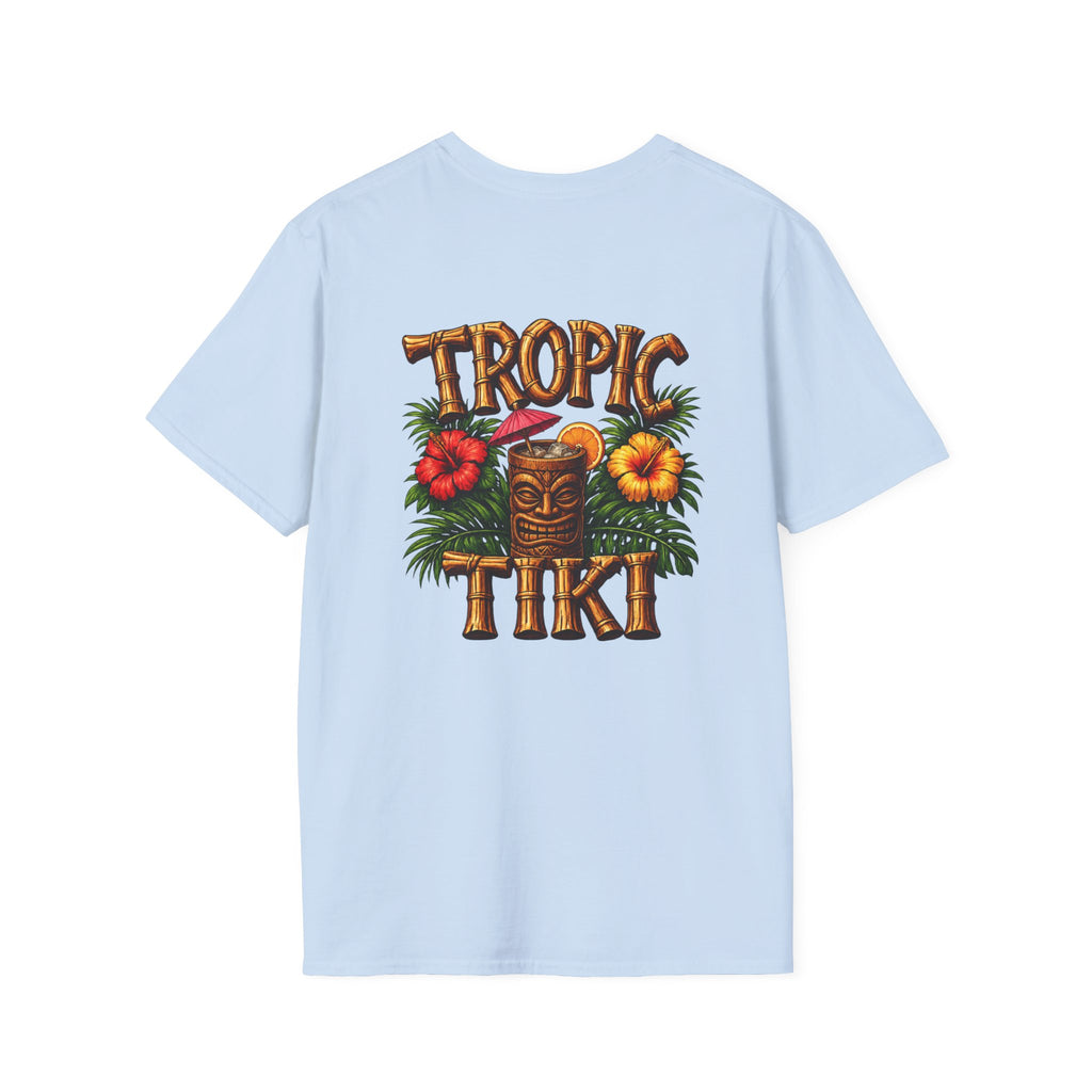 Women’s- Tropic Tiki Floral Tee — Tropical Hibiscus Beach T-Shirt