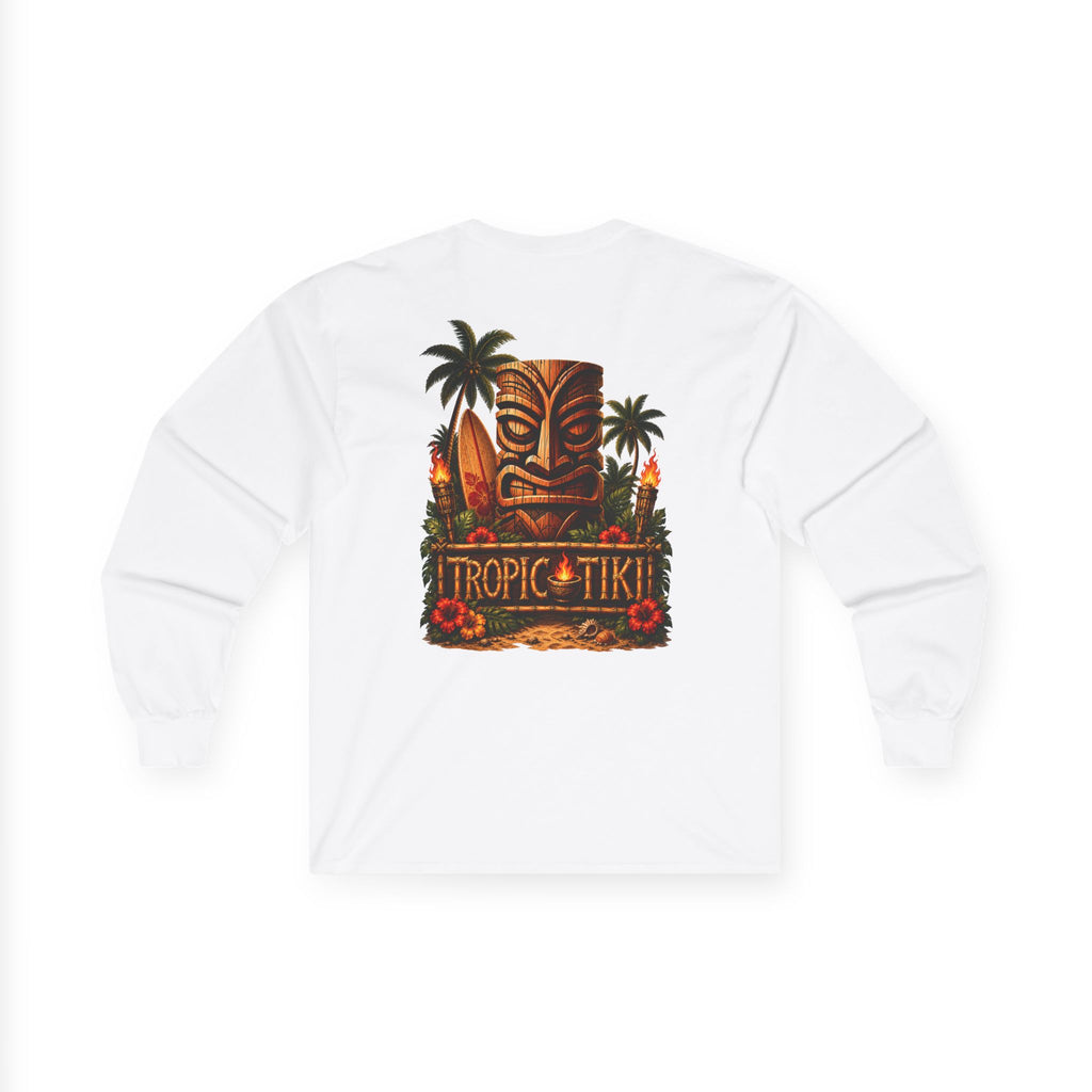 Men's- Long Sleeve Tropical Tiki Graphic Shirt