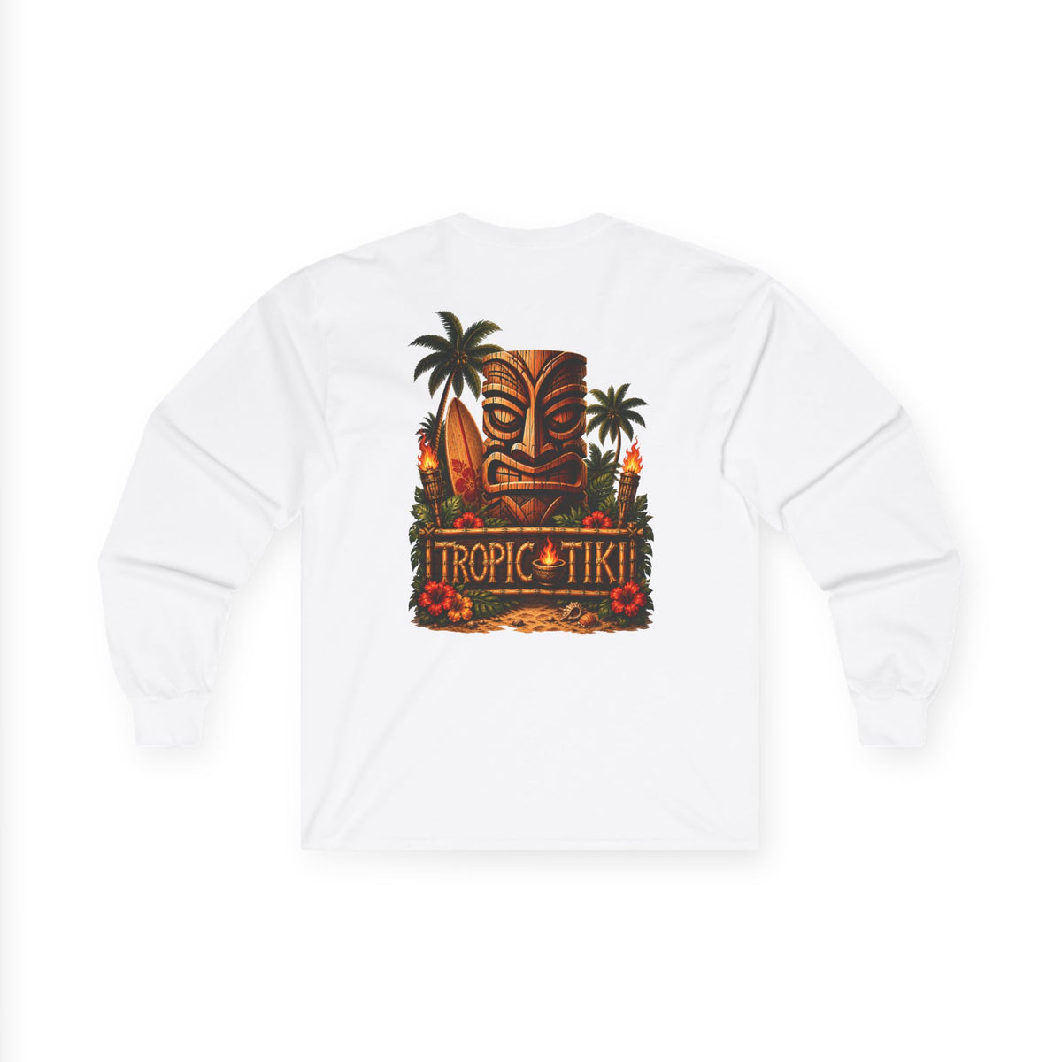Men's- Long Sleeve Tropical Tiki Graphic Shirt