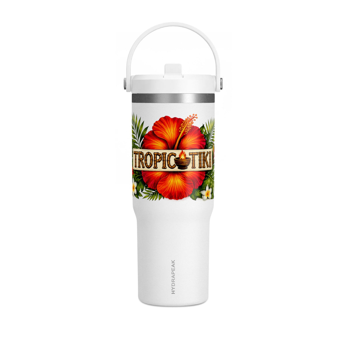 Tumbler  32oz Travel Tumbler with 'Tropic Tiki' Hibiscus Design