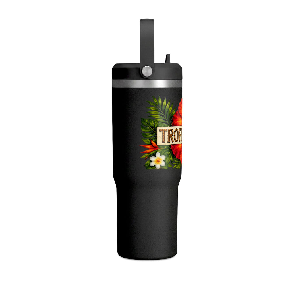 Tumbler  32oz Travel Tumbler with 'Tropic Tiki' Hibiscus Design