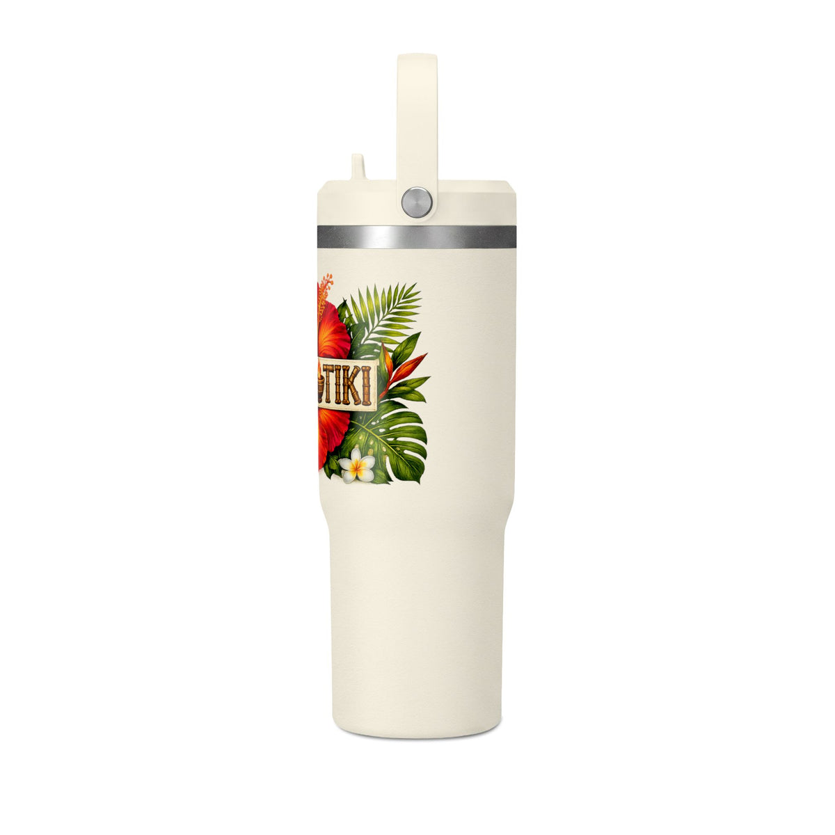 Tumbler  32oz Travel Tumbler with 'Tropic Tiki' Hibiscus Design