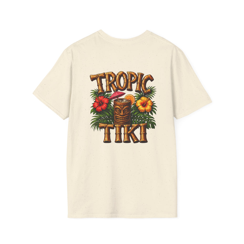 Women’s- Tropic Tiki Floral Tee — Tropical Hibiscus Beach T-Shirt