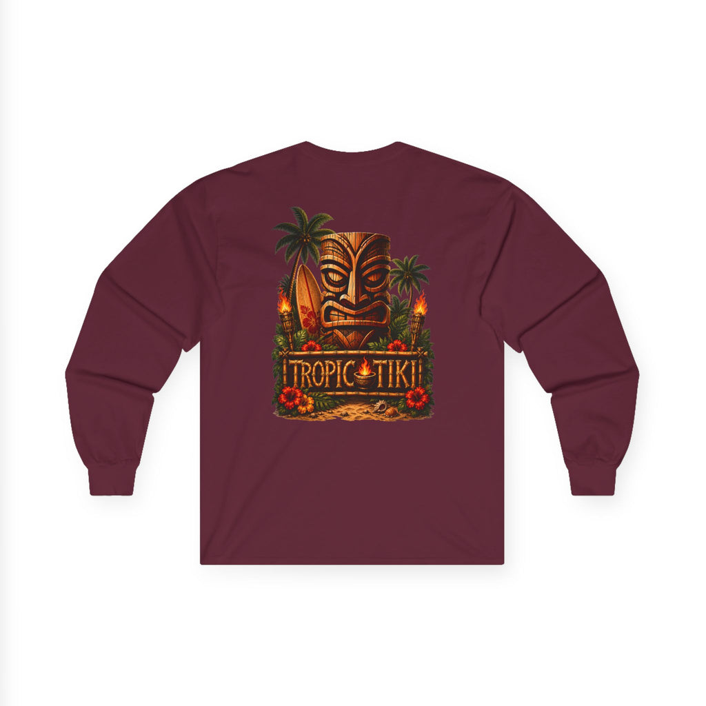 Men's- Long Sleeve Tropical Tiki Graphic Shirt