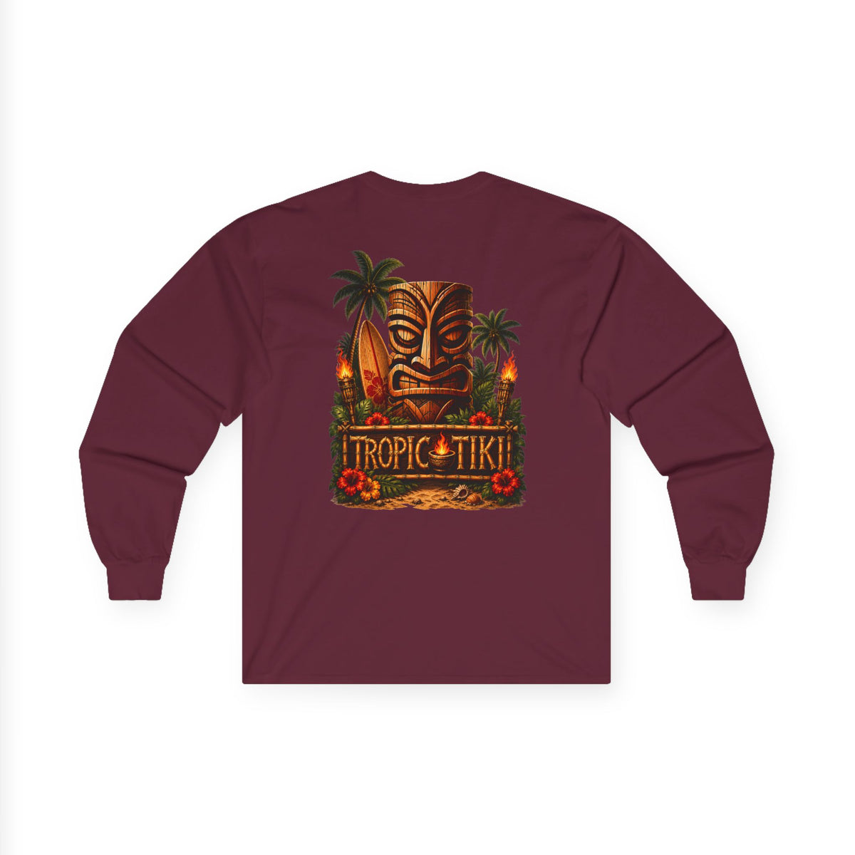 Men's- Long Sleeve Tropical Tiki Graphic Shirt