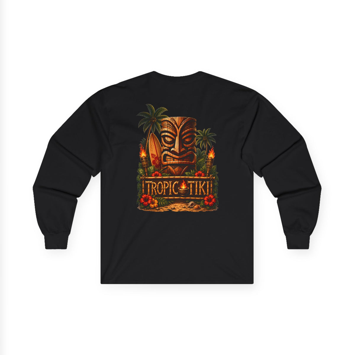 Men's- Long Sleeve Tropical Tiki Graphic Shirt
