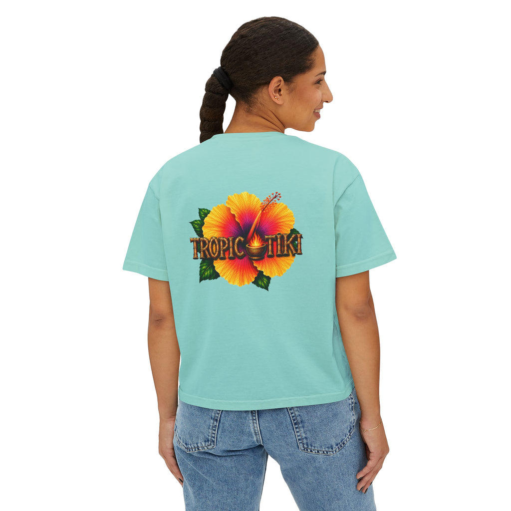 Women’s- Tropic Tiki Hibiscus Tee | Tiki Mask Floral Shirt