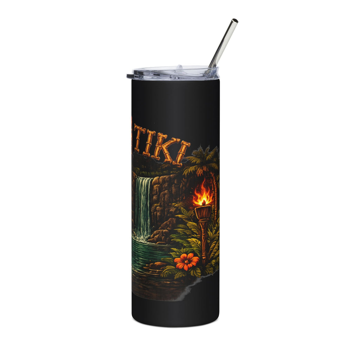 Tumbler- 20oz Tropical Tiki Island Waterfall Design