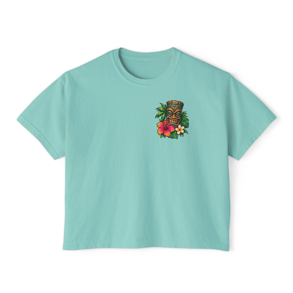 Women’s- Tropic Tiki Hibiscus Tee | Tiki Mask Floral Shirt