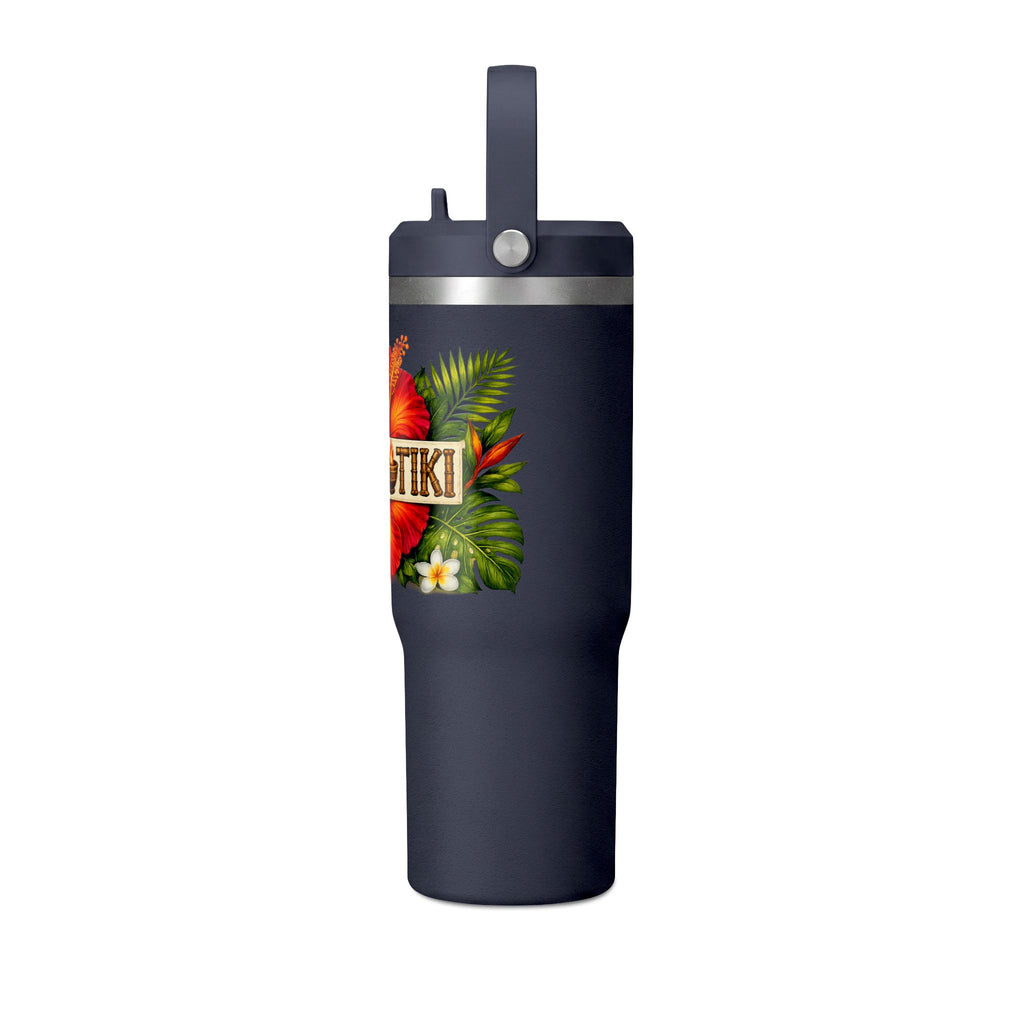 Tumbler  32oz Travel Tumbler with 'Tropic Tiki' Hibiscus Design