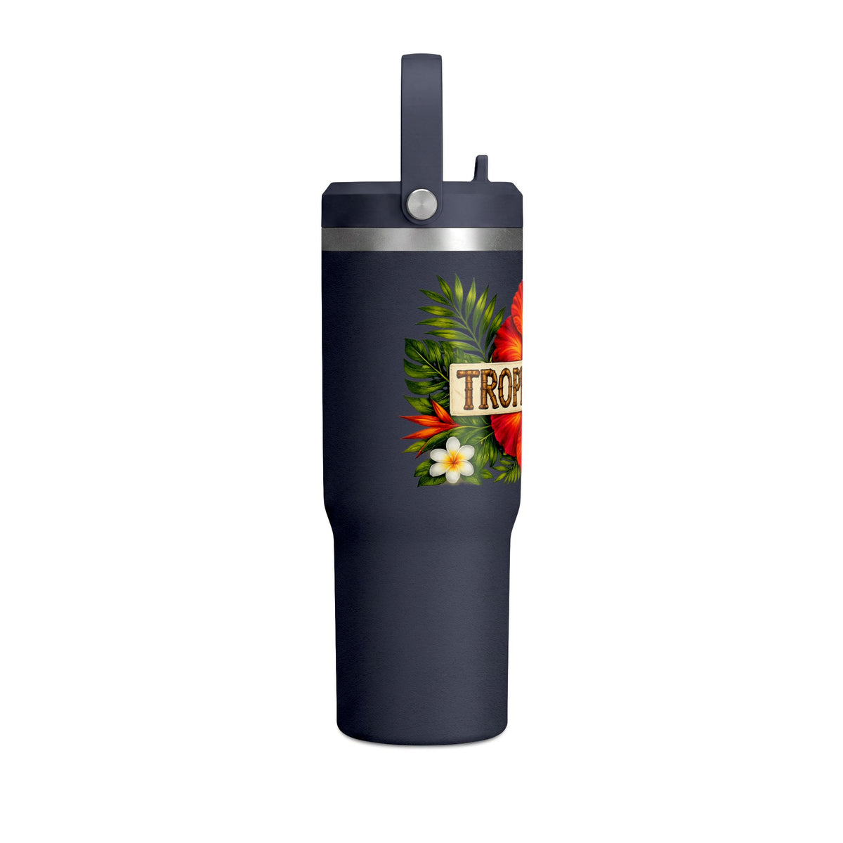 Tumbler  32oz Travel Tumbler with 'Tropic Tiki' Hibiscus Design