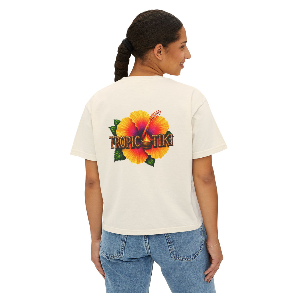 Women’s- Tropic Tiki Hibiscus Tee | Tiki Mask Floral Shirt