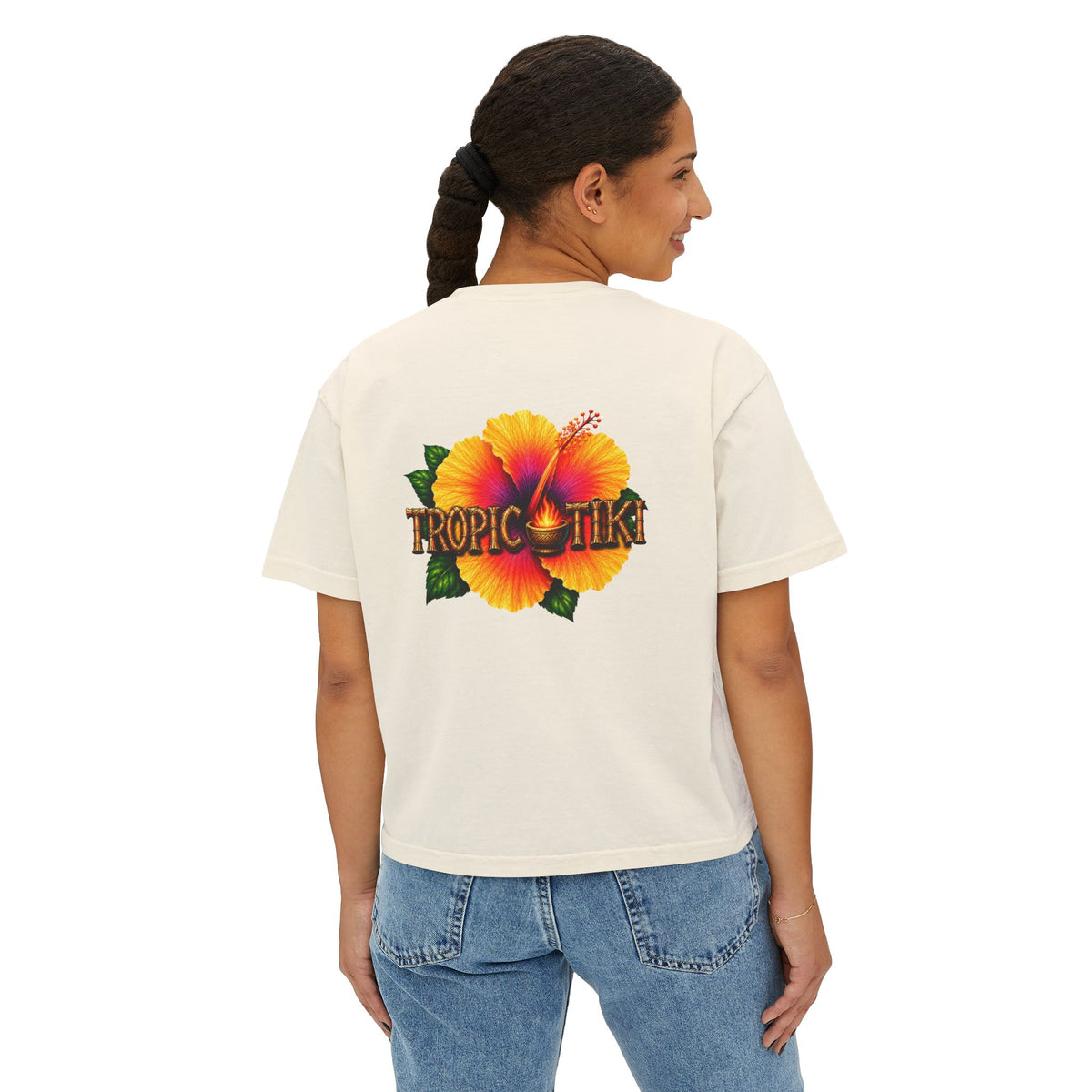 Women’s- Tropic Tiki Hibiscus Tee | Tiki Mask Floral Shirt