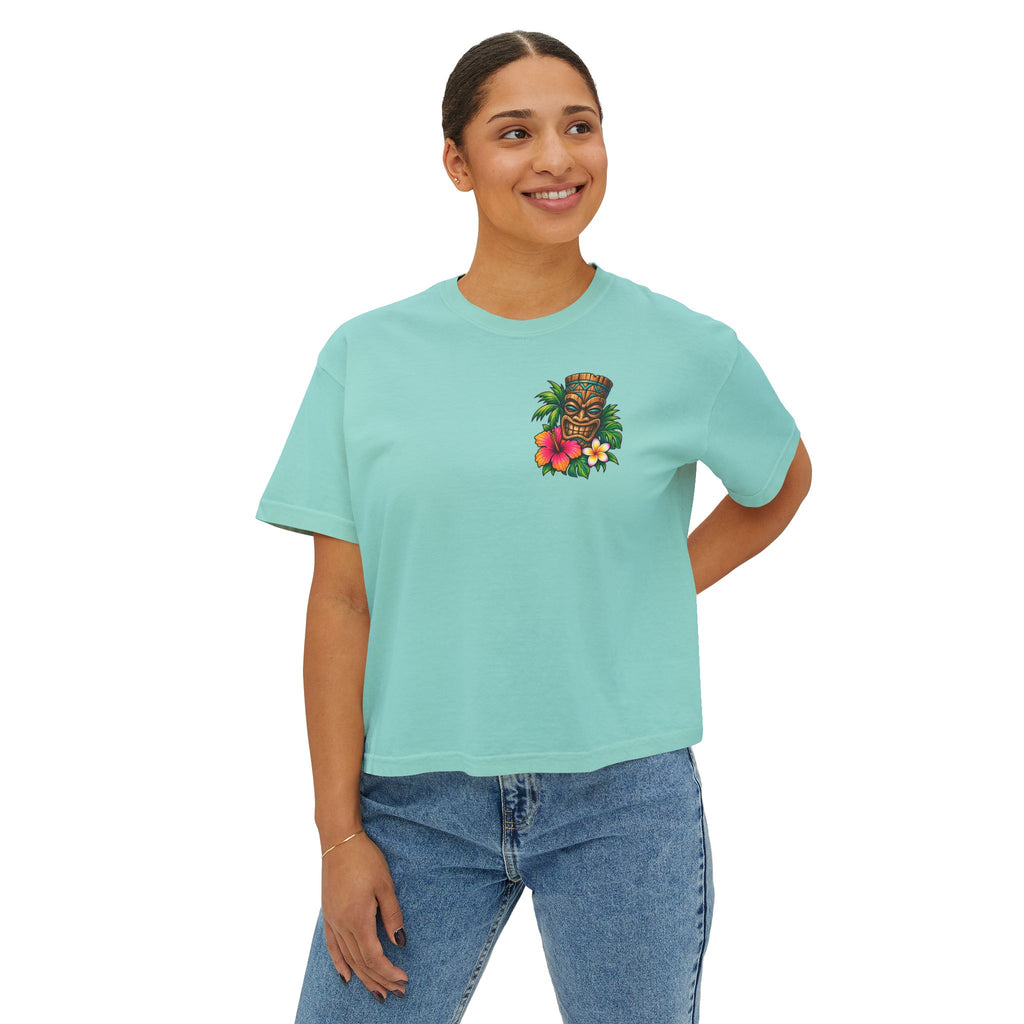 Women’s- Tropic Tiki Hibiscus Tee | Tiki Mask Floral Shirt