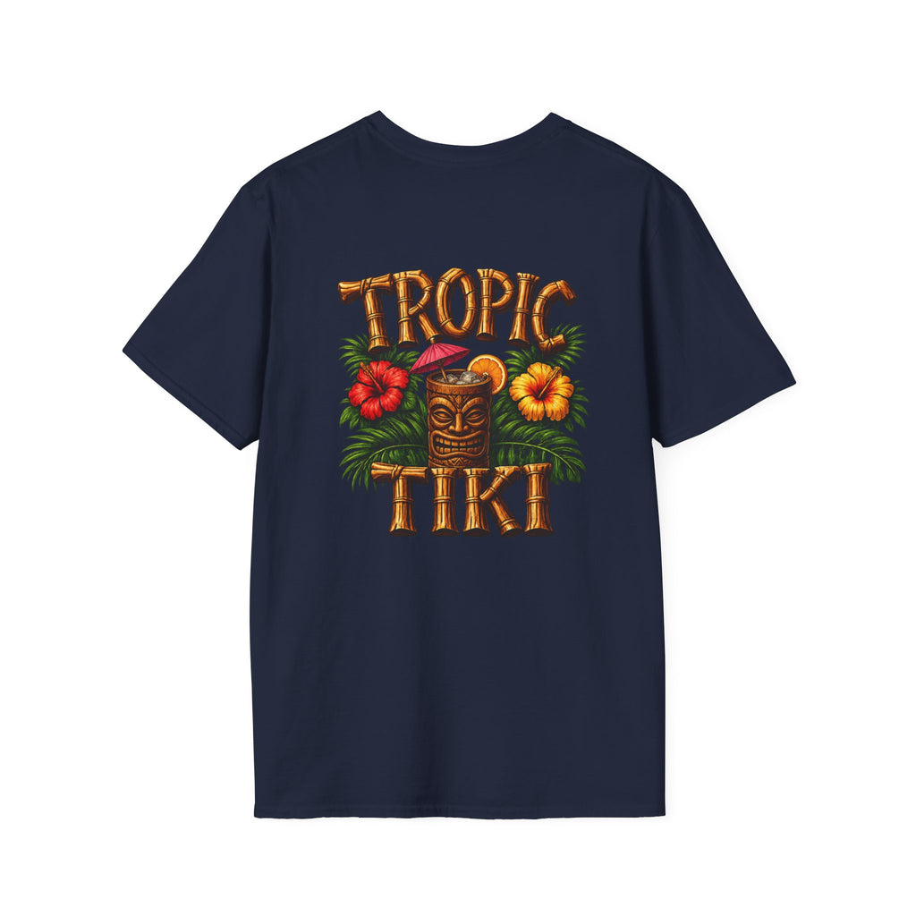 Women’s- Tropic Tiki Floral Tee — Tropical Hibiscus Beach T-Shirt