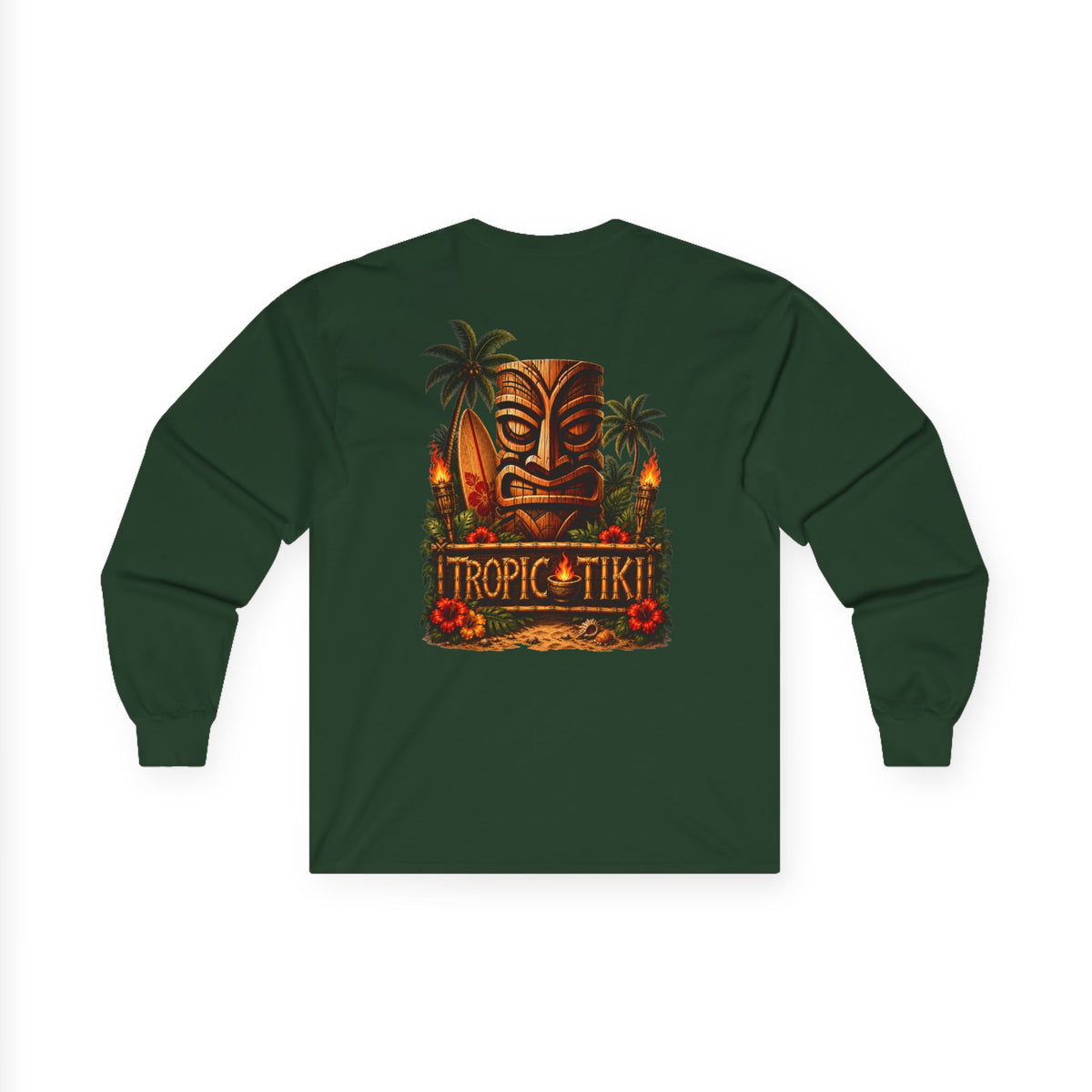 Men's- Long Sleeve Tropical Tiki Graphic Shirt