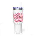 Tumbler- 40 oz Insulated Vacuum Travel Mug with Hibiscus & Tiki Flame Design